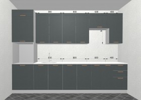 Кухня Квадро 3,2 м (высокие модули/Железо/Серый) в Барабинске - barabinsk.katalogmebeli.com | фото 3