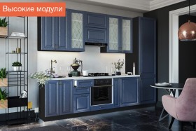 Кухня Ницца высокие модули (Дуб чернильный/корпус венге) в Барабинске - barabinsk.katalogmebeli.com | фото