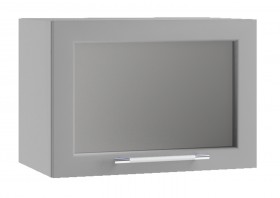 Квадро ПГС 500 шкаф верхний горизонтальный со стеклом (Белая кожа/корпус Серый) в Барабинске - barabinsk.katalogmebeli.com | фото