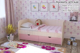 Мальвина Кровать детская 2 ящика 1.6 Розовыйй глянец в Барабинске - barabinsk.katalogmebeli.com | фото