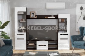Мебель для гостиной МГС 6 (Исполнение 1/Венге/Белый глянец) в Барабинске - barabinsk.katalogmebeli.com | фото