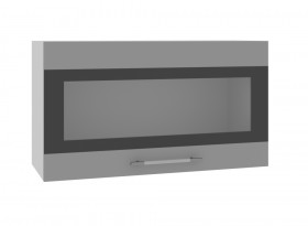 Ройс ВПГСФ 800 Шкаф верхний горизонтальный со стеклом с фотопечатью высокий (Белый софт/корпус Серый) в Барабинске - barabinsk.katalogmebeli.com | фото