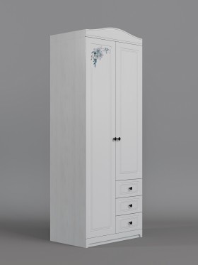 Шкаф 2-х створчатый с ящиками Бэлла (Выбеленное дерево/Белый) в Барабинске - barabinsk.katalogmebeli.com | фото