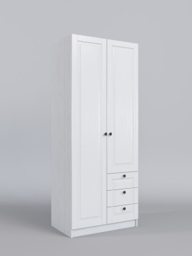 Шкаф 2-х створчатый с ящиками Классика (Белый/корпус Выбеленное дерево) в Барабинске - barabinsk.katalogmebeli.com | фото 1