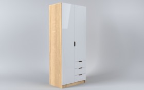 Шкаф 2-х створчатый с ящиками Лофт (Белый/корпус Дуб Сонома) в Барабинске - barabinsk.katalogmebeli.com | фото