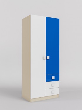 Шкаф 2-х створчатый с ящиками Скай люкс (Синий/Белый/корпус Клен) в Барабинске - barabinsk.katalogmebeli.com | фото