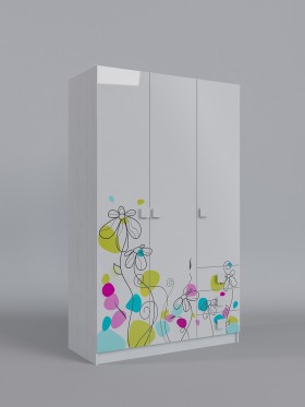 Шкаф 3-х створчатый с ящиками Флёр (Белый/корпус Выбеленное дерево) в Барабинске - barabinsk.katalogmebeli.com | фото