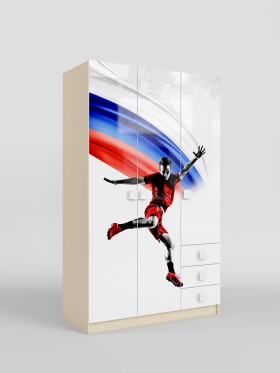 Шкаф 3-х створчатый с ящиками Футбол ЧМ (Белый/корпус Клен) в Барабинске - barabinsk.katalogmebeli.com | фото