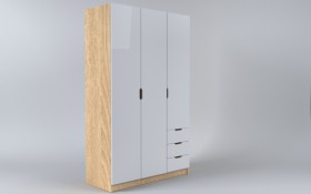 Шкаф 3-х створчатый с ящиками Лофт (Белый/корпус Дуб Сонома) в Барабинске - barabinsk.katalogmebeli.com | фото