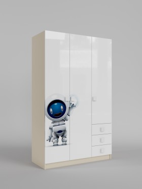 Шкаф 3-х створчатый с ящиками Санни (Белый/корпус Клен) в Барабинске - barabinsk.katalogmebeli.com | фото