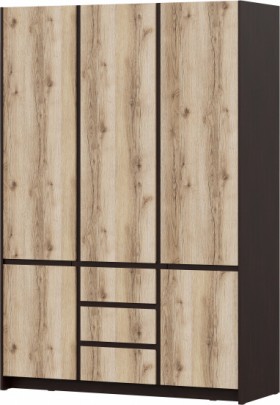 Модульная система "Прага" Шкаф для одежды трехстворчатый Дуб Венге/Дуб Делано в Барабинске - barabinsk.katalogmebeli.com | фото