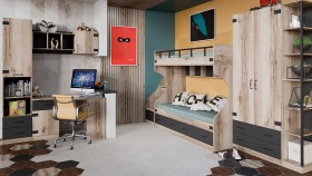 Шкаф для одежды комбинированный «Окланд» (Фон Черный/Дуб Делано) в Барабинске - barabinsk.katalogmebeli.com | фото 4