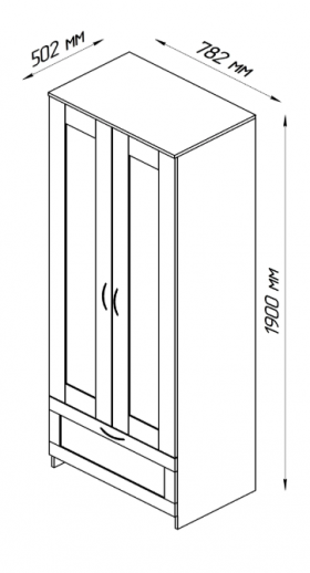 Шкаф двухдверный Сириус с 1 ящиком белый в Барабинске - barabinsk.katalogmebeli.com | фото 2