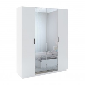 Шкаф с зер. 4 двери М22 Спальня Тиффани (белый текстурный) в Барабинске - barabinsk.katalogmebeli.com | фото
