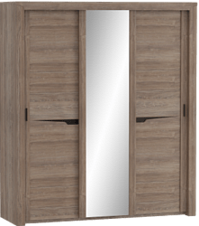 Шкаф трехдверный Соренто с раздвижными дверями Дуб стирлинг/Кофе структурный матовый в Барабинске - barabinsk.katalogmebeli.com | фото 1