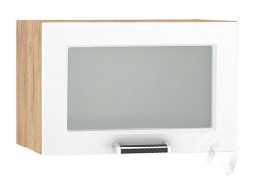 Шкаф верхний со стеклом Прага ШВГС 500 (Белое дерево/корпус дуб крафт золотой) в Барабинске - barabinsk.katalogmebeli.com | фото