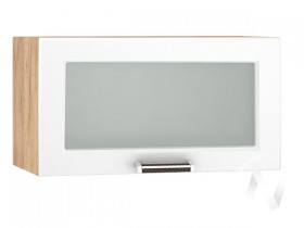 Шкаф верхний со стеклом Прага ШВГС 600 (Белое дерево/корпус дуб крафт золотой) в Барабинске - barabinsk.katalogmebeli.com | фото