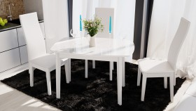 Стол обеденный «Портофино» (Белый глянец/Стекло белое) в Барабинске - barabinsk.katalogmebeli.com | фото