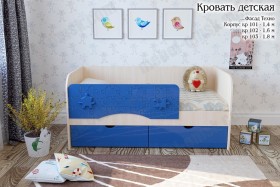Техно Кровать детская 2 ящика 1.6 Синий глянец в Барабинске - barabinsk.katalogmebeli.com | фото